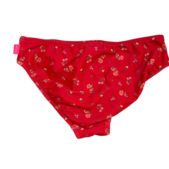 Seafolly Red Floral Print Swim Bikini Bottom Kids Girls Size 12 New - Picture 2 of 3